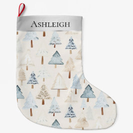 Whimsique Silver Blue Cream Julgranar Stor Julstrumpa