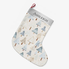 Whimsique Silver Blue Cream Julgranar Stor Julstrumpa