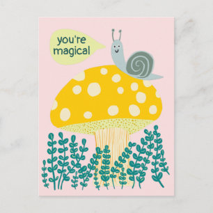 Whimsique Snigel på Magic Mushroom Cute ANPASSNING Vykort