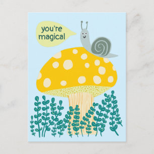 Whimsique Snigel på Magic Mushroom Cute ANPASSNING Vykort