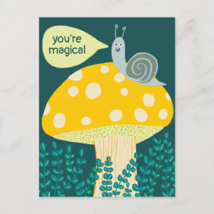 Whimsique Snigel på Magic Mushroom Cute ANPASSNING Vykort