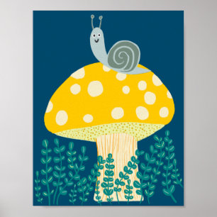 Whimsique Snigel på Magic Mushroom Cute Poster