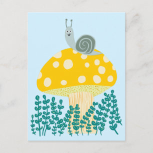 Whimsique Snigel på Magic Mushroom Cute Vykort