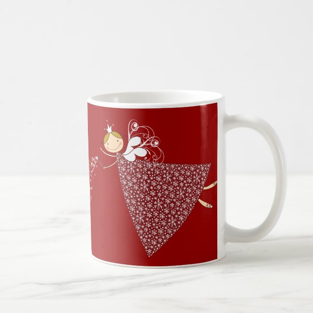Whimsique Snöflingor jul Fairy Angel Helgdag Kaffemugg (Höger)