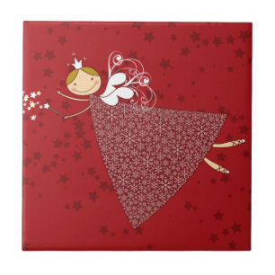 Whimsique Snöflingor jul Fairy Angel Helgdag Kakelplatta