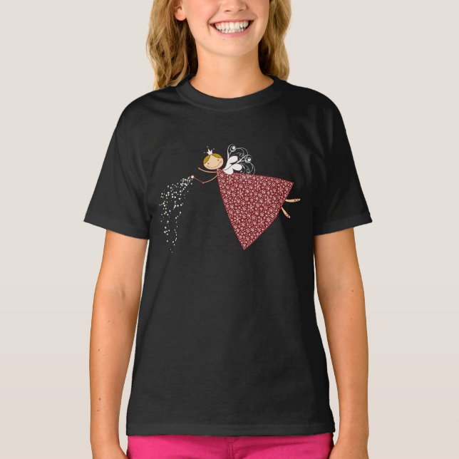 Whimsique Snöflingor jul Fairy Angel Helgdag Tee Shirt (Framsida)