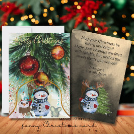 Whimsique Snögubbe & Forest Friends Helgdag Card Julkort