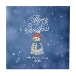 Whimsique Snögubbe God jul Kakelplatta