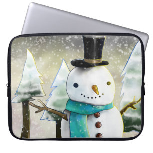 Whimsique Snögubbe i vinterjulscenen Laptop Fodral