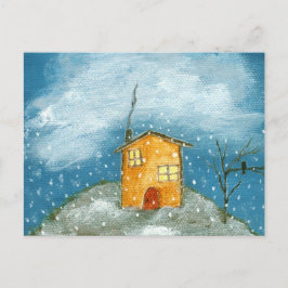 Whimsique Snowstorm Träd folkmålning Vykort