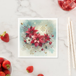 Whimsique Snowy Poinsettia jul Découpage Pappersservett