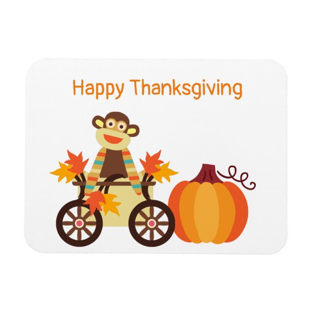 Whimsique Sock monkey Thanksgiving Magnet (Horisontell)