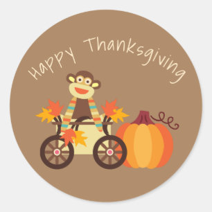 Whimsique Sock monkey Thanksgiving Runt Klistermärke