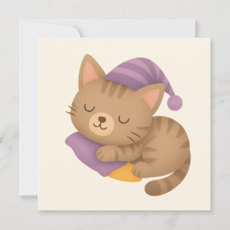 Whimsique sömnig kattunge kort