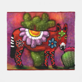 Whimsique Southwest Blommigt Talavera-Stil Donkey Fleecefilt