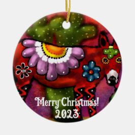 Whimsique Southwest Blommigt Talavera-Stil Donkey Julgransprydnad Keramik