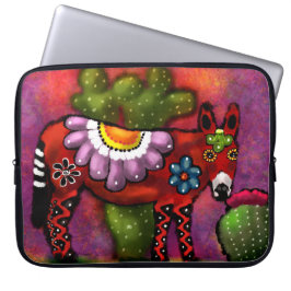 Whimsique Southwest Blommigt Talavera-Stil Donkey Laptop Fodral