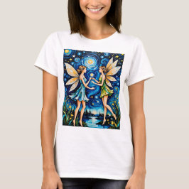 Whimsique Starry Night Fairy Art T-Shirt Fantasy