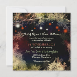 Whimsique Starry Night Forest Bröllop Inbjudningar