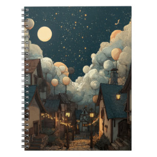 Whimsique Starry Village Nattens bärbara dator Anteckningsbok