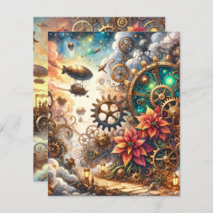Whimsique Steampunk Poinsettia Scrapbook Papper