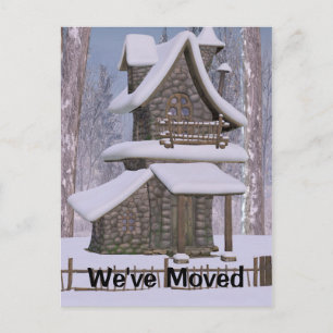 Whimsique Stone House Change of Adress Post Card Meddelande Vykort