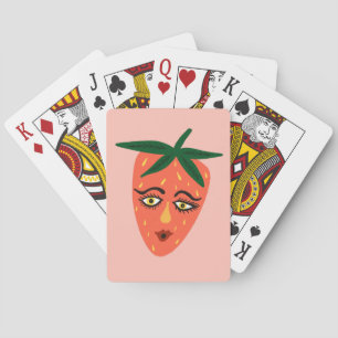 Whimsique Strawberry Funny Ansikte CUSTOMIZE IT Casinokort