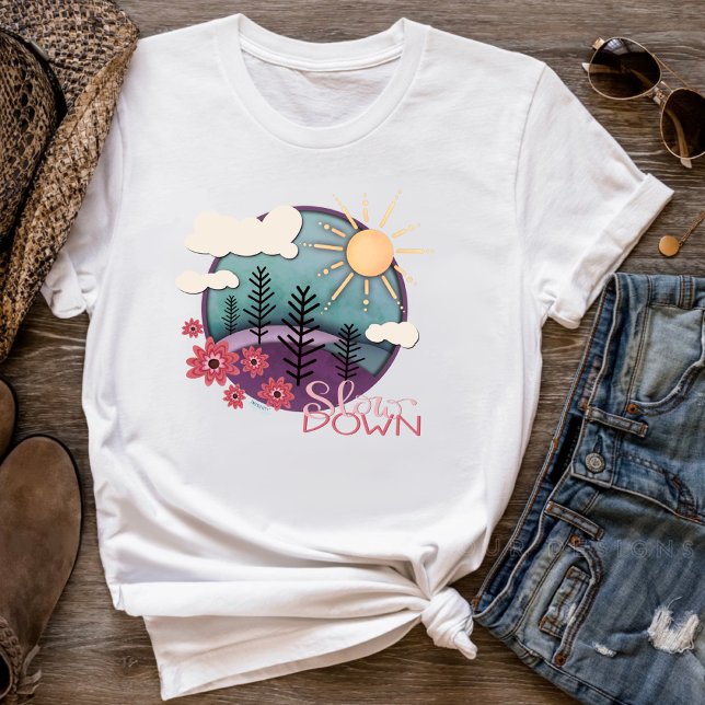 Whimsique Sunset Slow Down Roligt Inspiritivity Sö T Shirt (Skapare uppladdad)