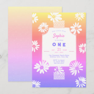 Whimsique Sweet Daisys Rainbow Little Miss One Inbjudningar