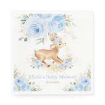 Whimsique Sweet Hjort Blue Blommigt Baby Shower