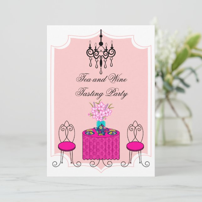 Whimsique Tea och Vin Tasting Party Inbjudningar (Stående Fram)