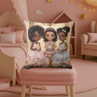 Whimsique Tea Party African American Girls Kudde