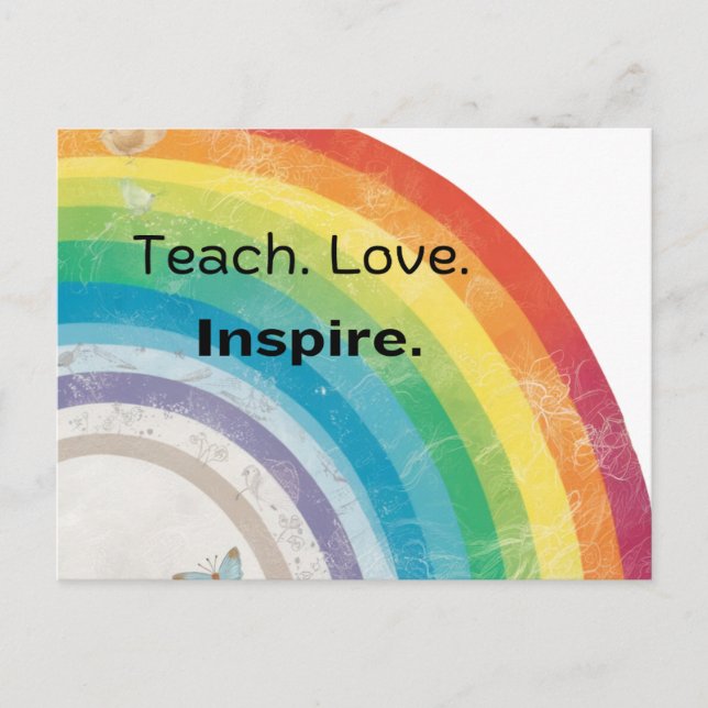 Whimsique Teach Kärlek Inspire Rainbow Teacher Vykort (Framsida)