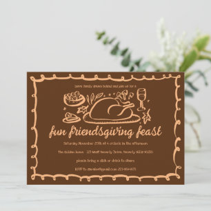 Whimsique Thanksgiving Friendsgiving Anpassningsba Inbjudningar