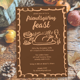 Whimsique Thanksgiving Friendsgiving Anpassningsba Inbjudningar