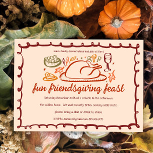 Whimsique Thanksgiving Friendsgiving Anpassningsba Inbjudningar