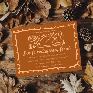 Whimsique Thanksgiving Friendsgiving Anpassningsba Inbjudningar