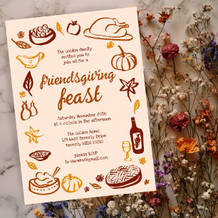 Whimsique Thanksgiving Friendsgiving Anpassningsba Inbjudningar