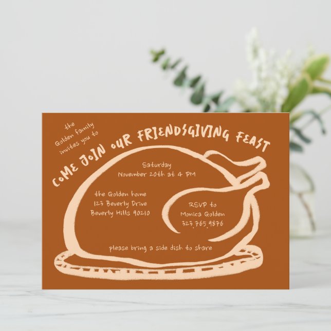 Whimsique Thanksgiving Friendsgiving Anpassningsba Inbjudningar (Stående Fram)