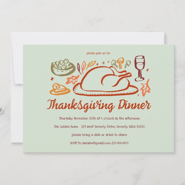 Whimsique Thanksgiving Friendsgiving Anpassningsba Inbjudningar (Framsida)