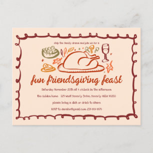 Whimsique Thanksgiving Friendsgiving Anpassningsba Vykort