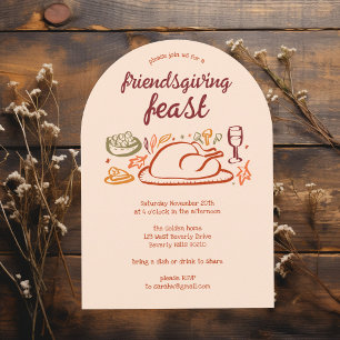 Whimsique Thanksgiving Friendsgiving Dinner ARCH Inbjudningar