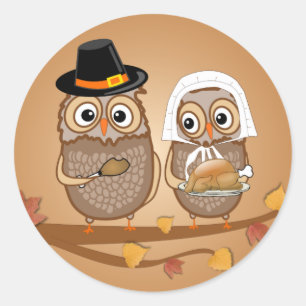 Whimsique Thanksgiving Uggla Runt Klistermärke