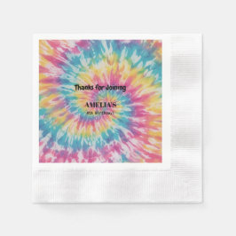 Whimsique Tie Dye Rainbow Grattis på födelsedagen Pappersservett