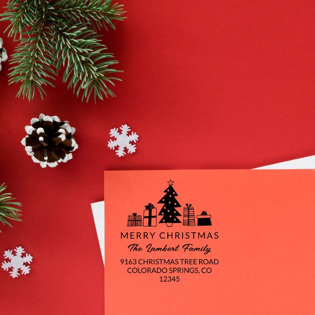 Whimsique Träd God jul Returadress Stämpel (Skapare uppladdad)