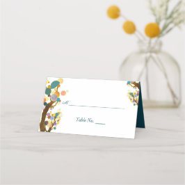 Whimsique Träd Teal Bröllop Placeringskort