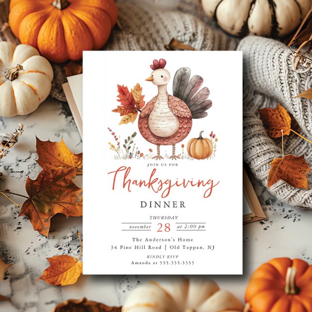 Whimsique Turkey Thanksgiving Investigation Inbjudningar (Skapare uppladdad)