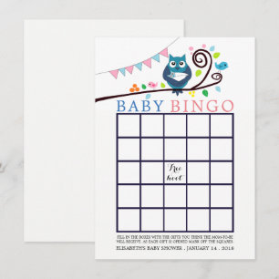Whimsique Uggla Baby Shower Bingo Inbjudningar