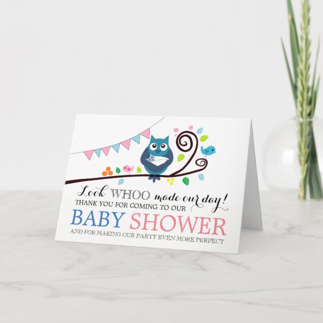 Whimsique Uggla Baby Shower Tack (Framsida)