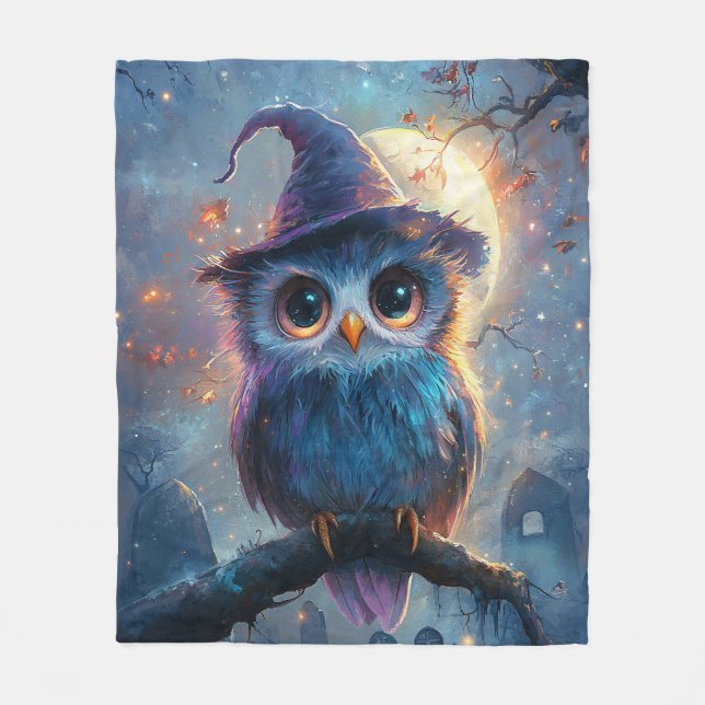 Whimsique Uggla i Witch Hat med Full Moon Fleecefilt (Framsidan)
